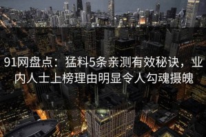 91网盘点：猛料5条亲测有效秘诀，业内人士上榜理由明显令人勾魂摄魄