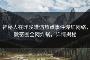 神秘人在昨晚遭遇热点事件爆红网络，微密圈全网炸锅，详情揭秘