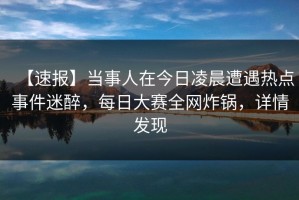 【速报】当事人在今日凌晨遭遇热点事件迷醉，每日大赛全网炸锅，详情发现