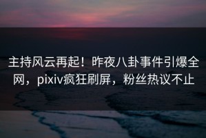 主持风云再起！昨夜八卦事件引爆全网，pixiv疯狂刷屏，粉丝热议不止